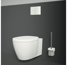 WC suspendu avec plaque de commande et brosse de toilette
