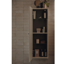 Armoire de salle de bain ouverte avec divers articles de salle de bain