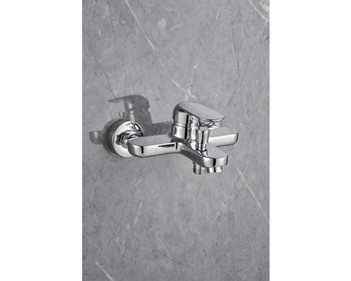 Mitigeur de baignoire chromé brillant pour montage mural