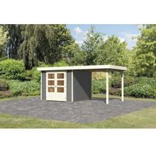 Gartenhaus Karibu Kodiak 3,5 inkl. Anbaudach 2,4 m 491 x 262 cm terragrau