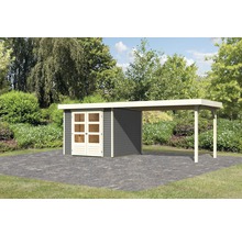 Gartenhaus Karibu Kodiak 3,5 inkl. Anbaudach 2,8 m 528,5 x 262 cm terragrau