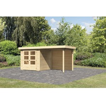 Gartenhaus Karibu Kodiak 2 mit Schleppdach 2,4 m und Rückwand 467 x 238 cm natur