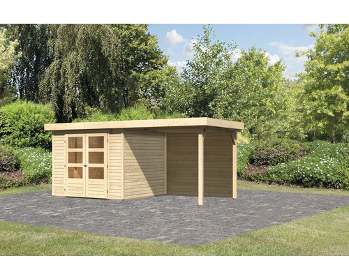 Gartenhaus Karibu Kodiak 2,4 x natur - Luxemburg cm 462 246 3,5 Rückwand und m inkl. HORNBACH Schleppdach