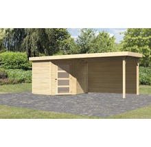 Gartenhaus Karibu Anvik 5 inkl. Anbaudach 2,8 m, Rückwand 503 x 262 cm natur