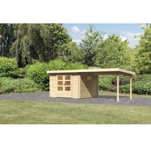 Gartenhaus Karibu Tossens 3 inkl. Anbaudach 3,3 m 616,5 x 333 cm natur