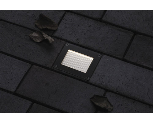 Bodeneinbaustrahler auf dunklem Pflaster