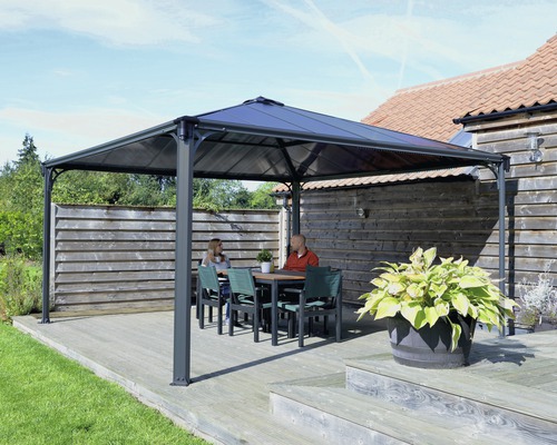 Pavillon Palram – Canopia Palermo Premium 4300 Garden Gazebo avec jeu de rideaux 429 x 429 cm anthracite