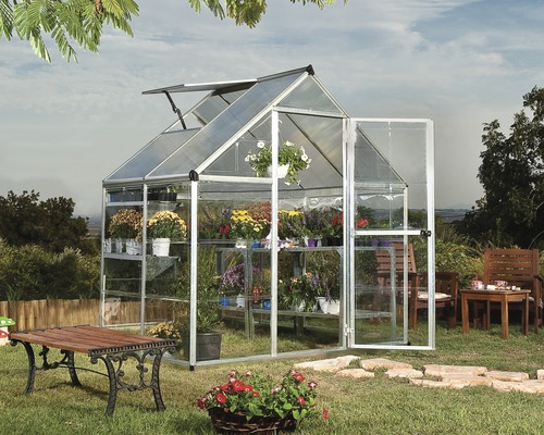 Serre Palram – Canopia Hybrid 6x4 avec rayonnage pour charges lourdes et fondation 185 x 126 cm argent Serre Palram – Canopia Hybrid 6x4 avec rayonnage pour charges lourdes et fondation 185 x 126 cm argent