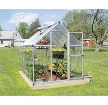 Serre Palram – Canopia Hybrid 6x10 avec rayonnage pour charges lourdes et fondation 185 x 306 cm argent