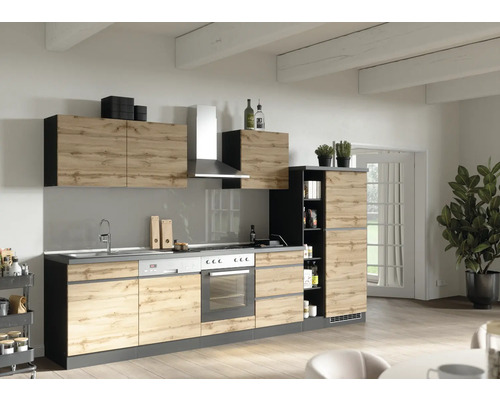 Held Möbel Küchenzeile mit - graphit wildeiche Luxemburg Geräten cm Matt 330 Frontfarbe PISA HORNBACH Korpusfarbe