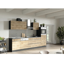 Bloc cuisine complète équipée Held Möbel PISA 300 cm façade chêne sauvage mate, corps graphite variante réversible démonté