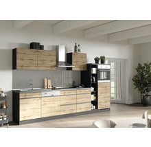 Bloc cuisine complète équipée Held Möbel PISA 330 cm façade chêne sauvage mate, corps graphite variante réversible démonté