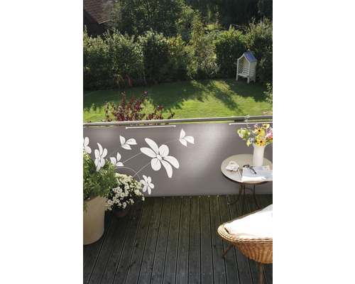 Toile pour balcon motif fleuri 90 x 300 cm taupe