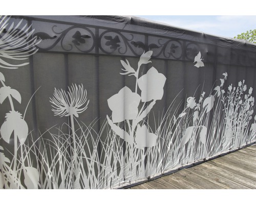 Balkonbespannung Gräsermuster 90 x 300 cm stein Sichtschutzplane mit Pflanzenmotiven für den Gartenzaun