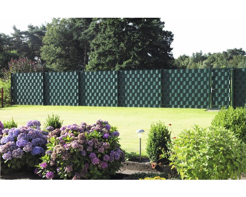 Garten mit Sichtschutzzaun und Gartentür