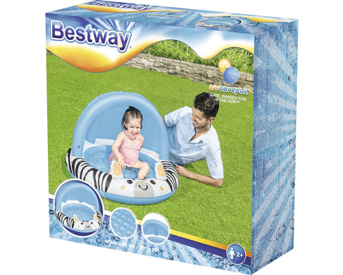 Bestway Planschbecken Zebra mit Sonnenschutz für Kinder