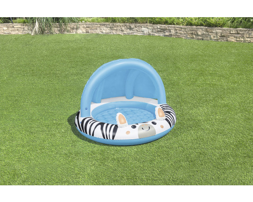Aufblasbares Planschbecken mit Zebra Design und Sonnenschutz für Kinder