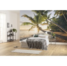 Helles Schlafzimmer mit Fototapete mit Strandmotiv