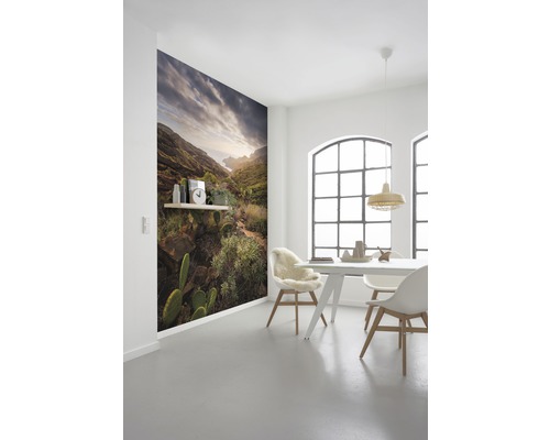 Esszimmer mit Fototapete einer Berglandschaft mit Kakteen
