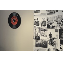 Horloge murale vinyle Tap noir Ø 43 cm