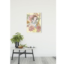 Affiche encadrée avec Blanche-Neige et motif floral sur le mur