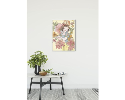 Affiche encadrée avec Blanche-Neige parmi les fleurs, décoration pour intérieurs