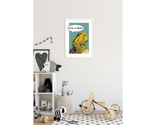 Poster Star Wars encadré avec l''amiral Ackbar et la citation ''It''s a Trap !''