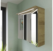Spiegelschrank mit Holzoptik und Beleuchtung