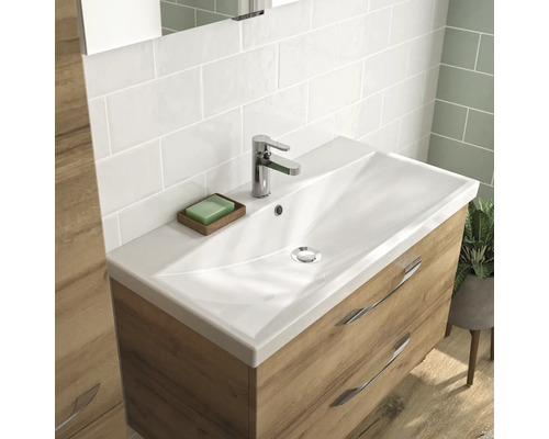 Meuble-lavabo avec meuble sous-vasque et deux tiroirs dans la salle de bain