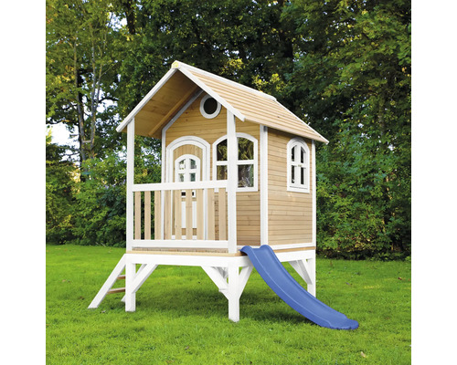 Maisonnette en bois avec toboggan pour le jardin