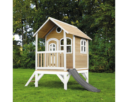 Maisonnette en bois avec toboggan et échelle pour le jardin