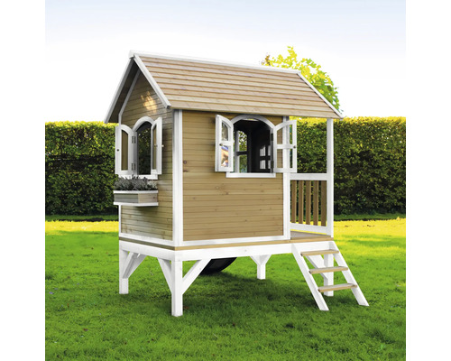 Cabane de jeu en bois avec escalier et fenêtres pour le jardin