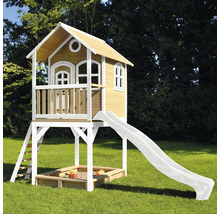 Maisonnette en bois avec toboggan et bac à sable pour le jardin