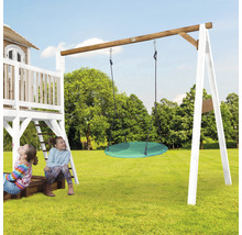 Balançoire pour enfants avec deux enfants dans le jardin