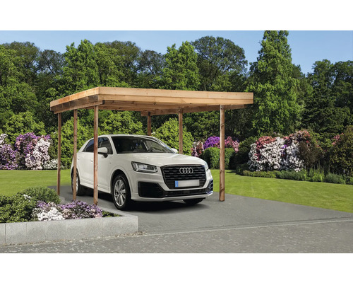 Einzelcarport Liberty mit Aluminium-Dachplatten 304 x 510 cm natur