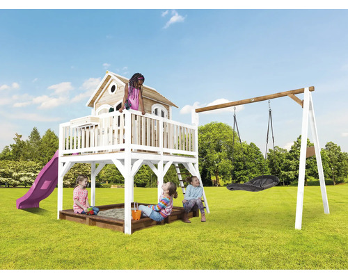 Kinderspielplatz mit Rutsche, Sandkasten und Schaukel für den Garten