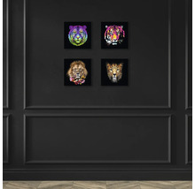 Wand mit vier Tierbildern: Tiger, Löwe und Leopard