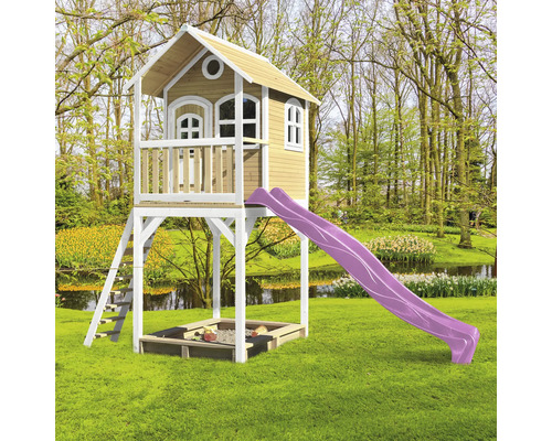 Cabane de jeu avec toboggan et bac à sable pour le jardin