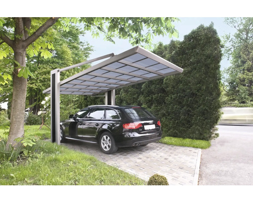 Carport simple Ximax My-Port type 150 aluminium anodisé 245,1 x 503,2 cm au look inox Carport simple Ximax My-Port type 150 aluminium anodisé 245,1 x 503,2 cm au look inox