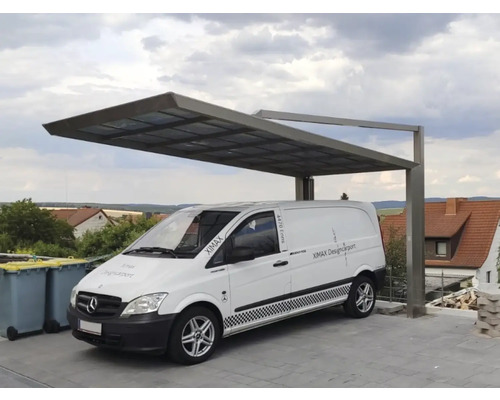 Einzelcarport Ximax My-Port Next Typ 60 Aluminium eloxiert 233x514,5 cm Edelstahl-Look