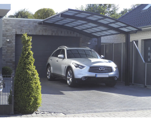 Carport simple Ximax Portoforte type 60 aluminium anodisé largeur spéciale XS 240,5 x 495,4 cm noir