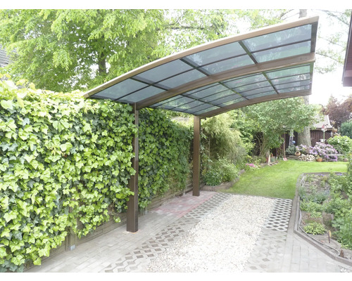 Carport simple Ximax Portoforte type 60 aluminium anodisé largeur spéciale XS 240,5 x 495,4 cm bronze