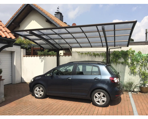 Carport simple Ximax Portoforte type 60 aluminium anodisé longueur spéciale + largeur spéciale XS 240,5 x 555,8 cm marron mat