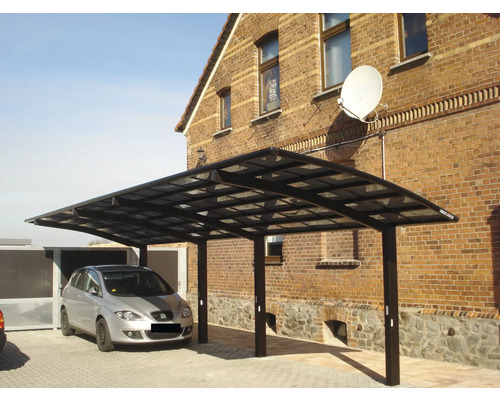 Carport double Ximax Porteforte type 60 Tandem aluminium anodisé 270,4 x 982,6 cm marron mat