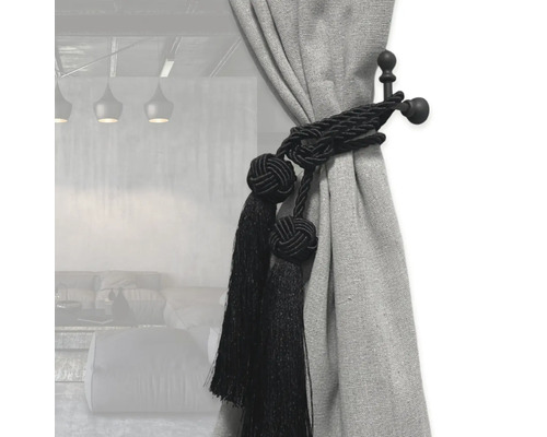 Rideau avec pompons et support de fixation pour la décoration