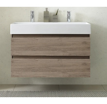 Waschtischunterschrank mit zwei Schubladen und Aufsatzwaschbecken
