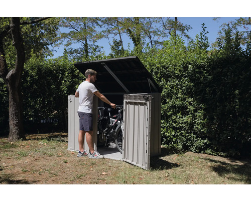 Cache-poubelle, garage à vélos Stora Way Plus 2XL avec ressorts pneumatiques 178 x 109 x 140 cm gris