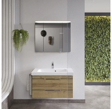 Modernes Badezimmer mit Waschtischunterschrank, Waschbecken und Spiegelschrank