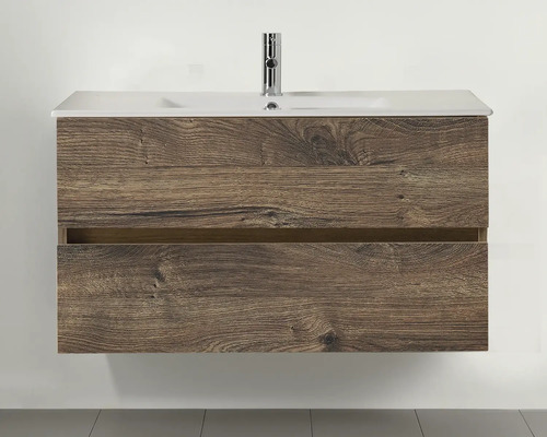 Meuble sous-lavabo avec deux tiroirs et lavabo à poser