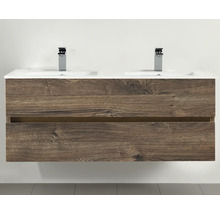 Waschtisch mit zwei Waschbecken und Holzoptik
